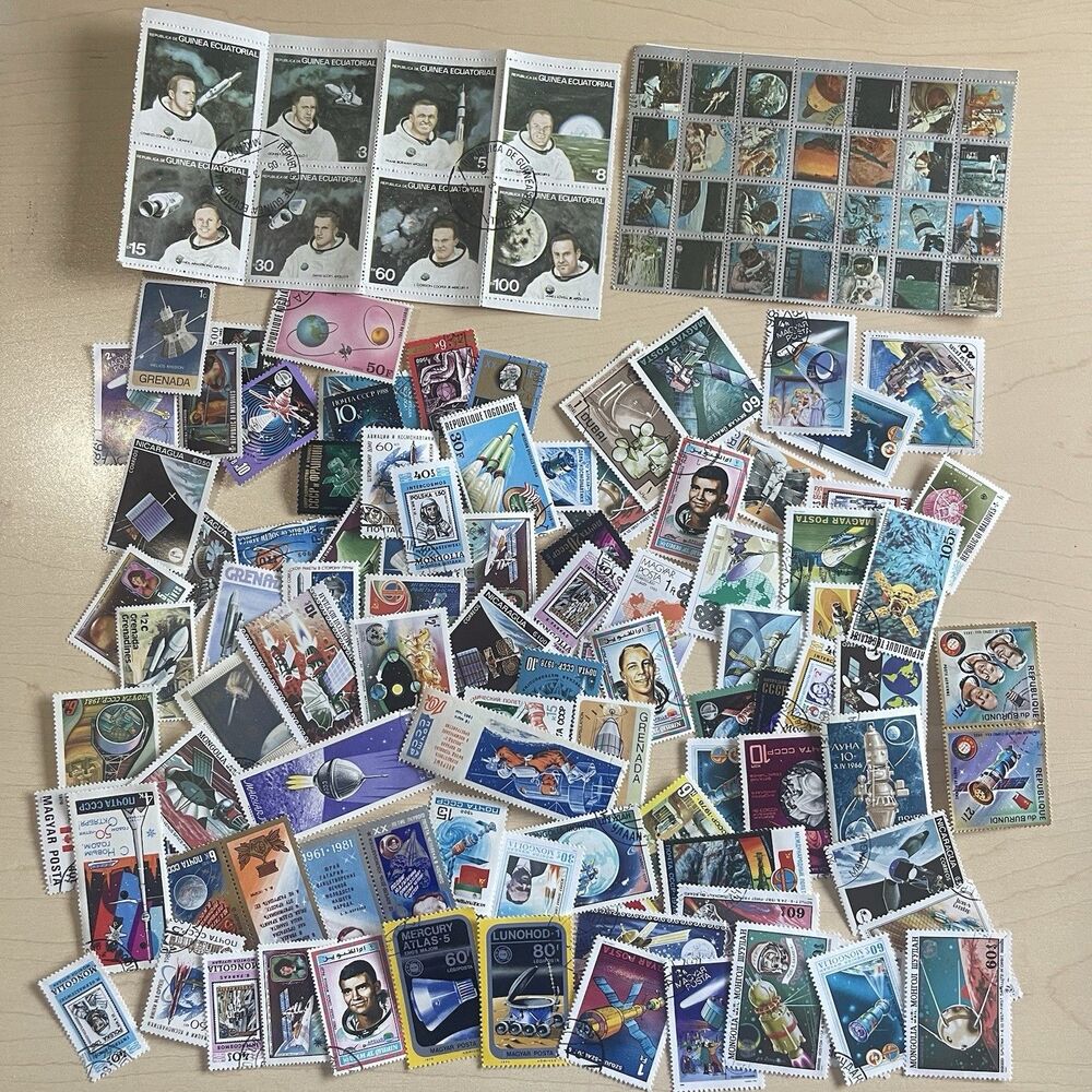 130 Space Stamps Blocks Shuttle Astronauts Russia Dubai Hungary Mongolia CCCP